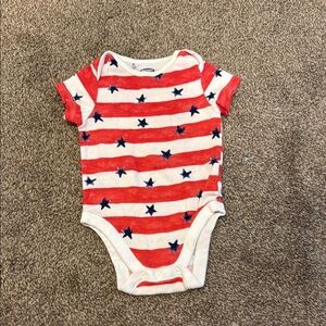 Red and White Striped Baby Onesie with Blue Stars